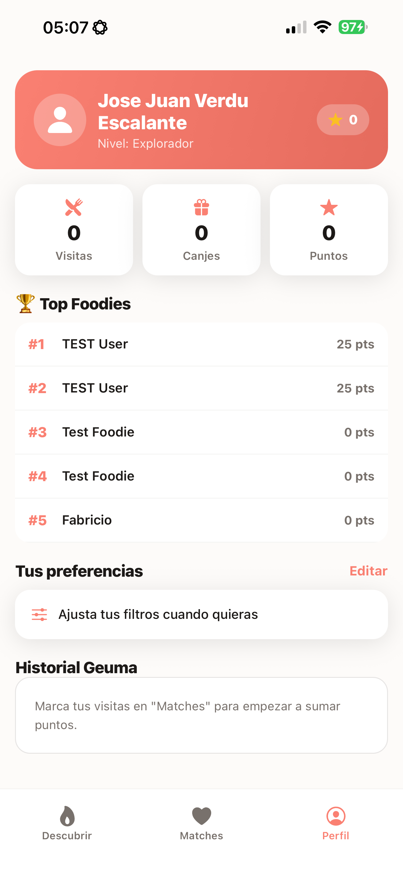 Perfil + Recompensas